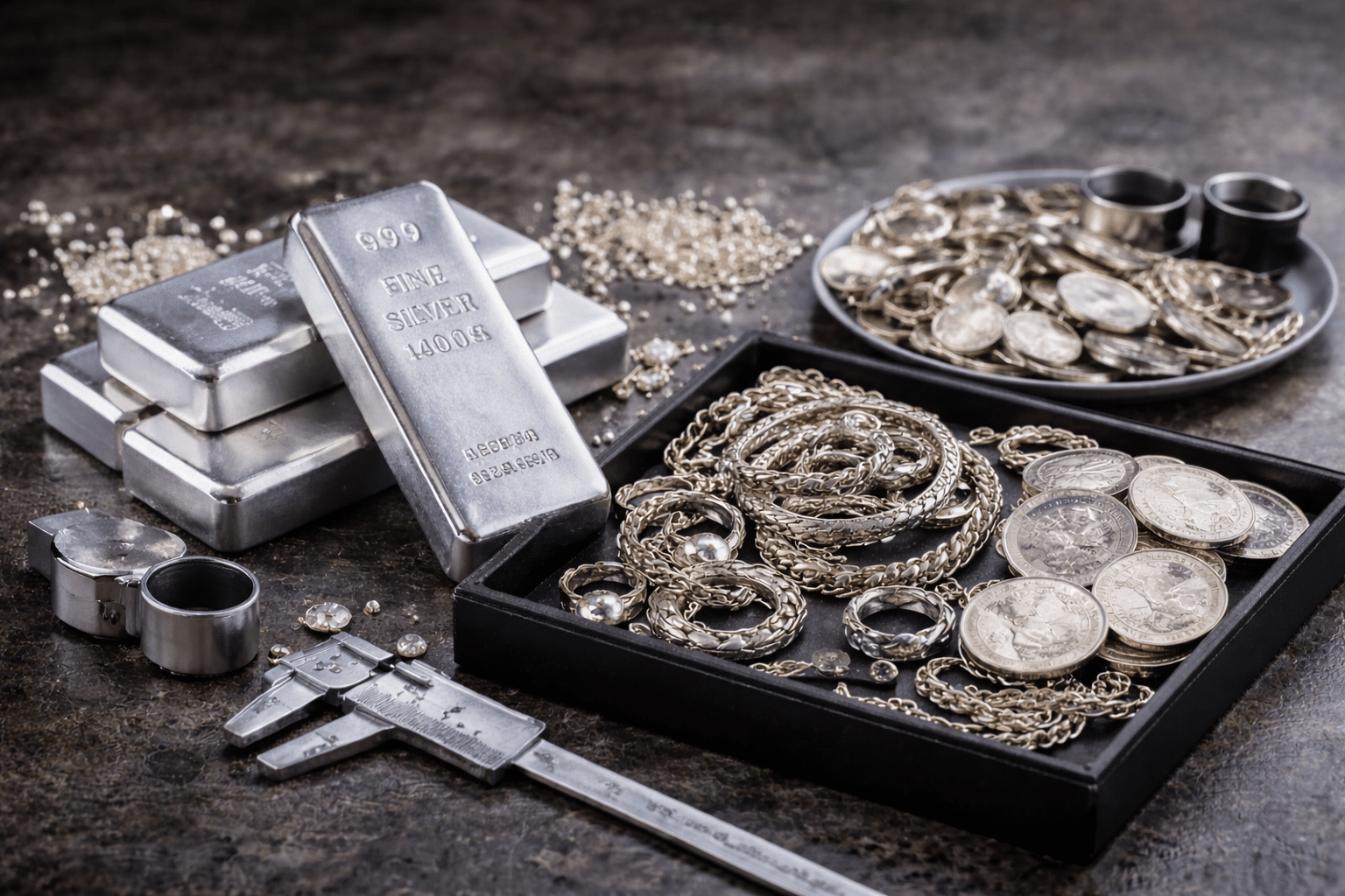 Silberankauf bei der Brune Schmuckmanufaktur – Bewertung von Silberschmuck und Silberbarren durch erfahrene Goldschmiede